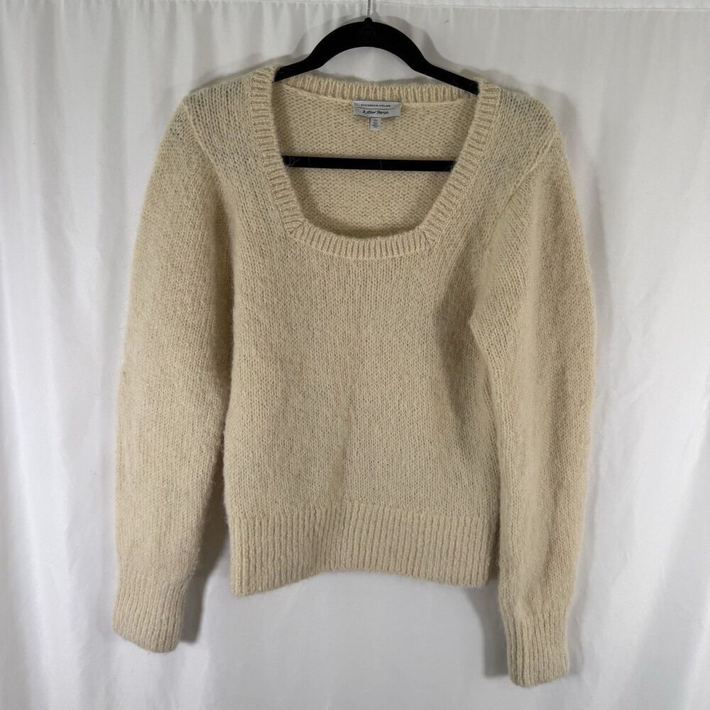 & Other Stories Sweater Women's Small Off White Wool Alpaca Knit Square Neck